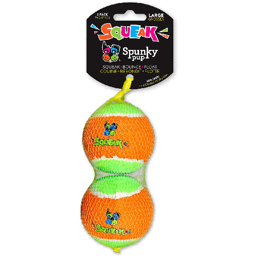 [SKP00663] SPUNKY PUP Squeaky Tennis Balls Large 2pk