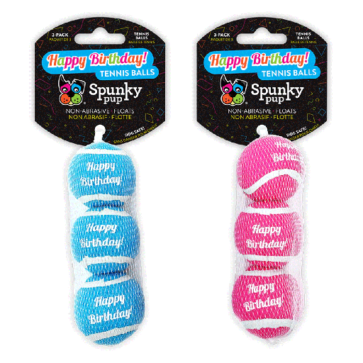 [SKP11820] SPUNKY PUP Happy Birthday Tennis Balls 3pk