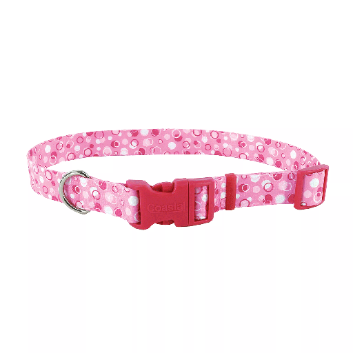 [CA6621 PINK DOTS] PET ATTIRE Adj Collar - 3/4 x 14-20in - Pink w/Dots