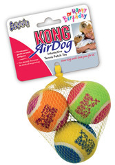 [KNG77519] KONG Happy Birthday Squeaker Tennis Ball 3 Pack