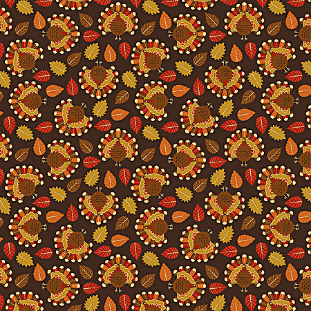 [BAN728] BANDANNA Fall Tossed Turkey 12 pack